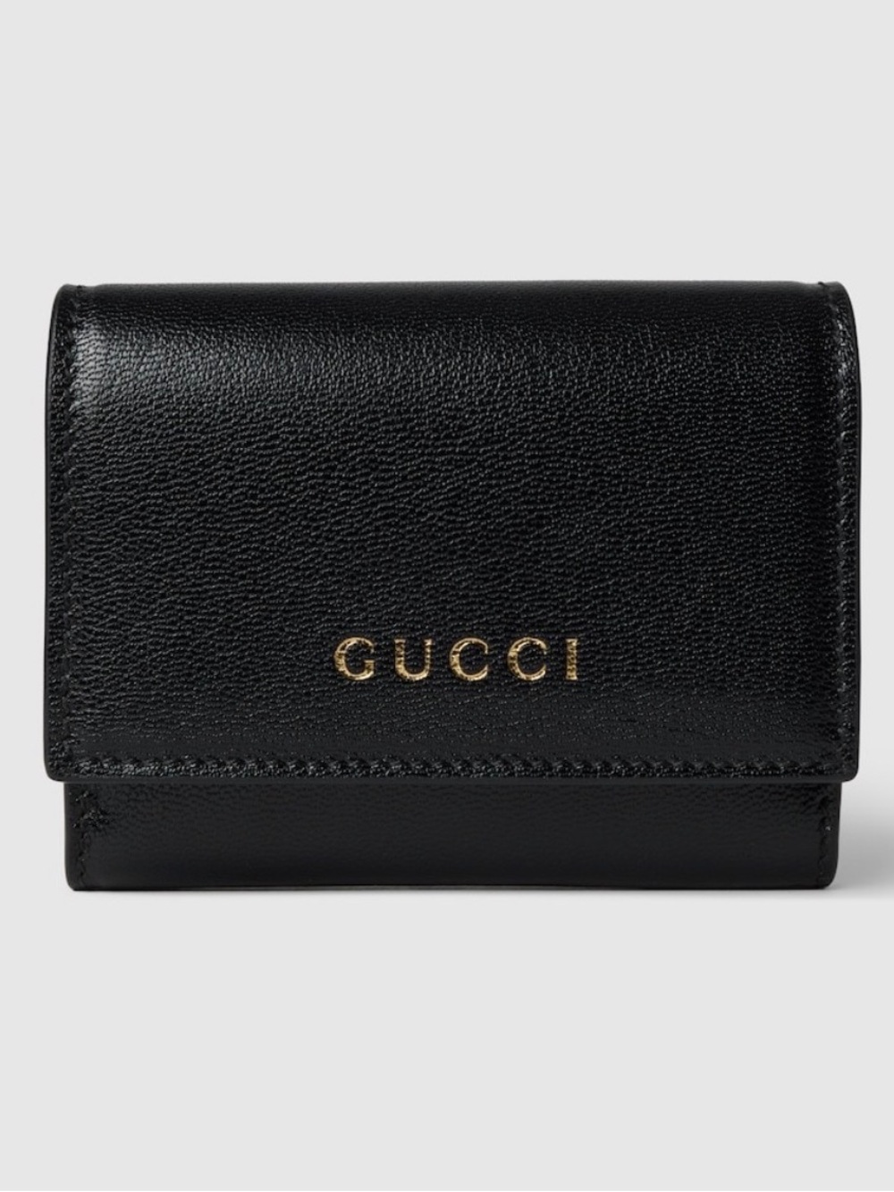 Gucci Black Leather Card Holder with Gold Logo